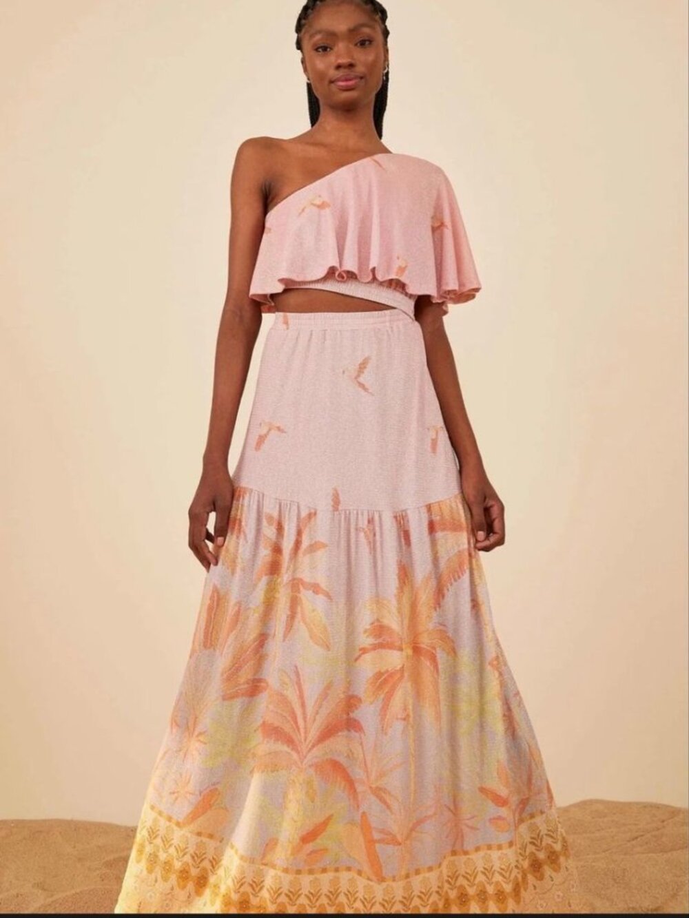 Stunning FARM Rio Tropical Sky Lurex Maxi Dress sz S NWT - Brazil Line Exclusive